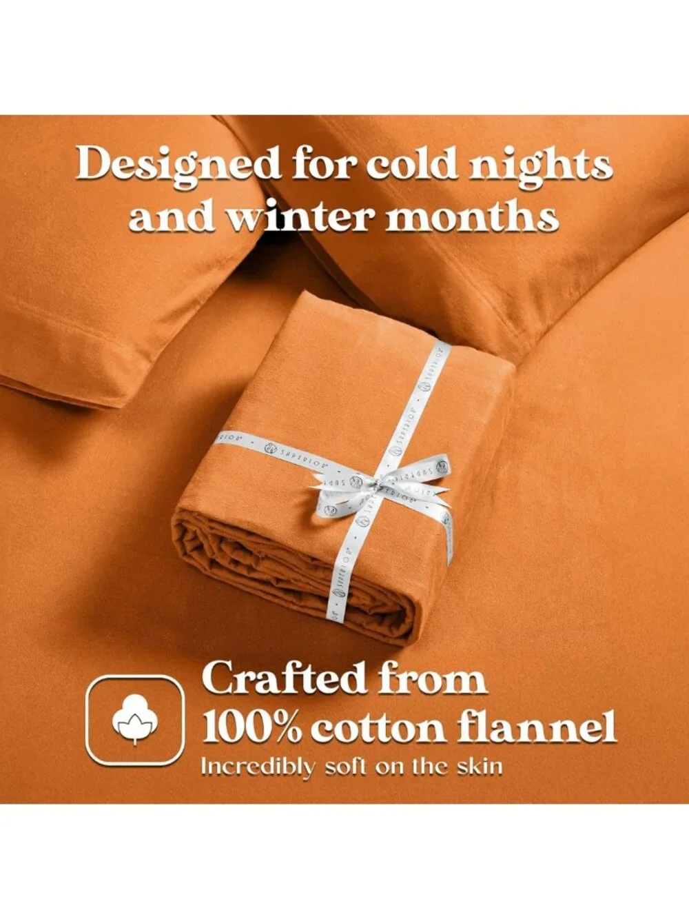 Cozy Flannel Cotton Sheet Set, Warm Bedding, Deep Pocket Fitted, 2 Pillowcases
